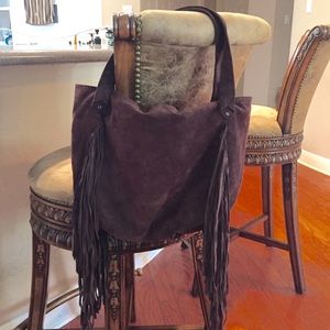 Suede fringe tote bag